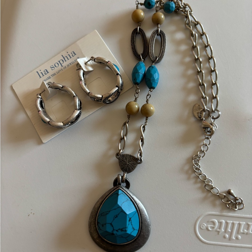 Lia Sophia Blue and Silver Necklace